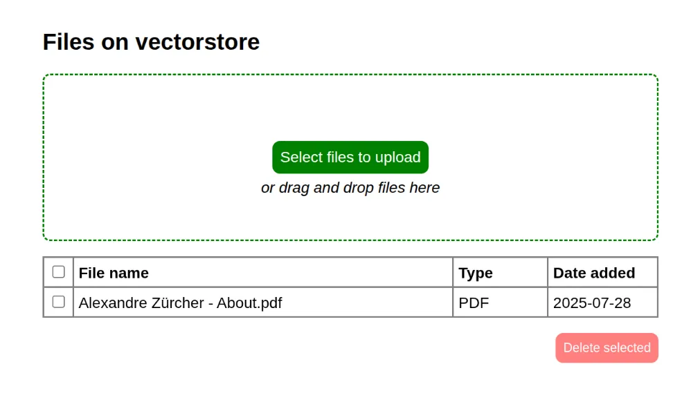 Les utilisateurs peuvent importer des fichiers PDF, documents Word, tableaux Excel et des fichiers texte depuis l'interface d'administration.